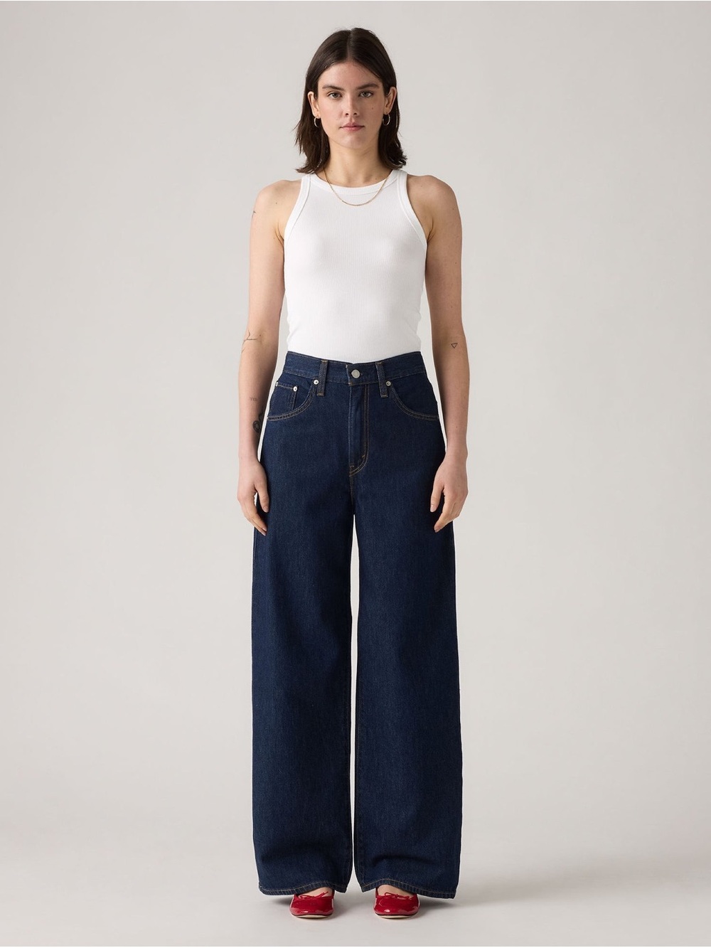 NWT Levi’s Cinch Baggy High-Rise Wide-Leg Jeans in Deep Blue Wash